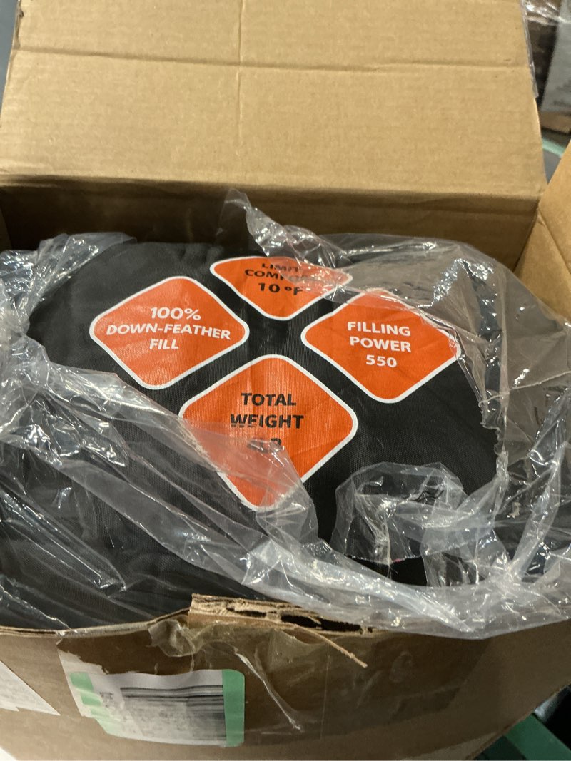 Condition photo showing As Is for ZOOOBELIVES 10 Degree F Hydrophobic Down Sleeping Bag for Adults - Lightweight and Compact 4-Season Mummy Bag for Backpacking, Camping, Mountaineering and Other Outdoor Activities – Alplive D1500