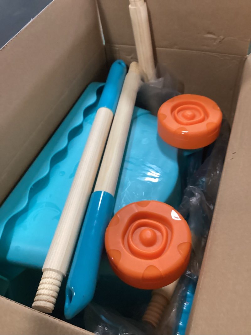 Condition photo showing Good Condition for Kids Gardening Tools Set with Wheelbarrow Outdoor Educational Toy,Shovel, Rake, Watering Can,Beach,Garden,Backyard Farm Digging Toys for 3+Years Old Boys Girls Toddler Birthday Gift Blue