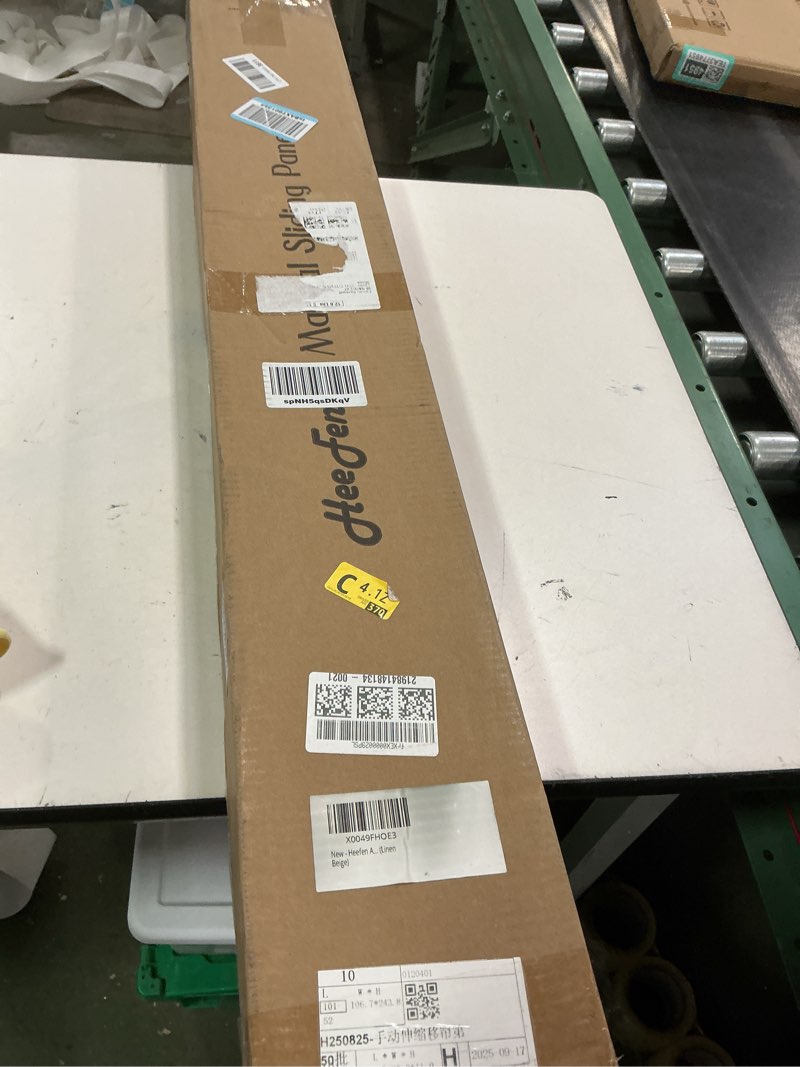 Condition photo showing New/Like New for Adjustable Panel Track Blinds Manual Blackout Vertical Blinds for Sliding Door (Dimout - Linen Beige, 74" W x 96" H) Dimout - Linen Beige 74"W x 96"H