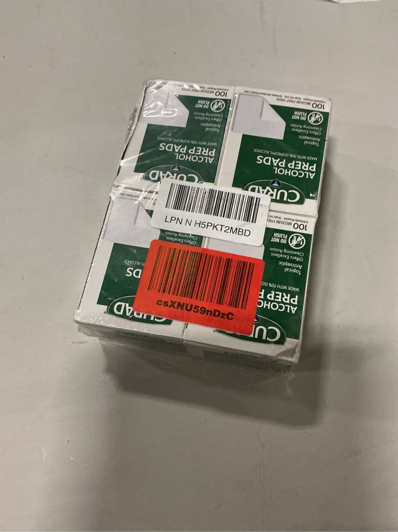 Condition photo showing New/Like New for curad alcohol prep pads (pack of 4 boxes) | 400 pieces of medium isopropyl wipes individually wrapped | first aid swabs for cuts & scrapes | medical pads for general cleansing