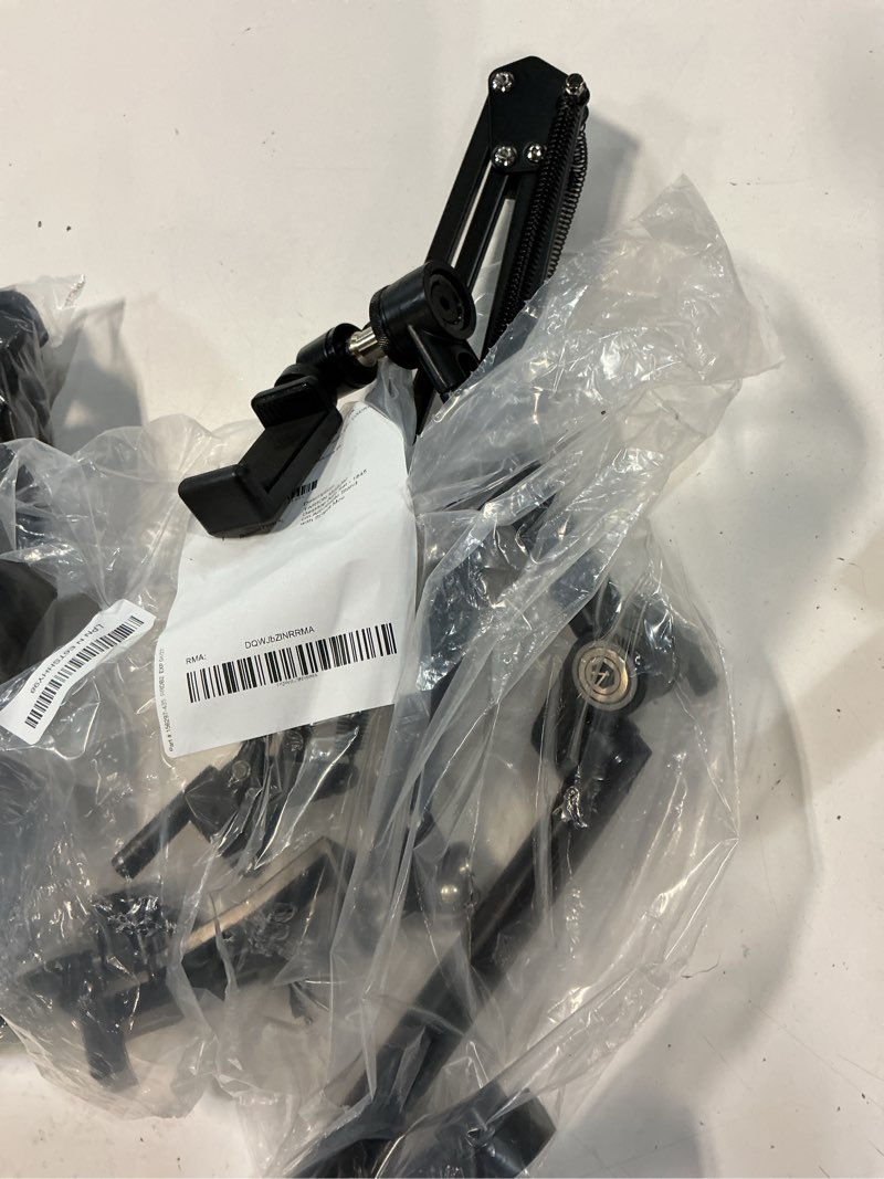 Condition photo showing As Is for tarion modular desktop arm set - 18"/45 cm adjustable stand with spigot mount for cob lights + 29.4"/75 cm (max) mic boom stand for microphone compatible with 35 mm rods - titanrig arm y arm y (light / mic)