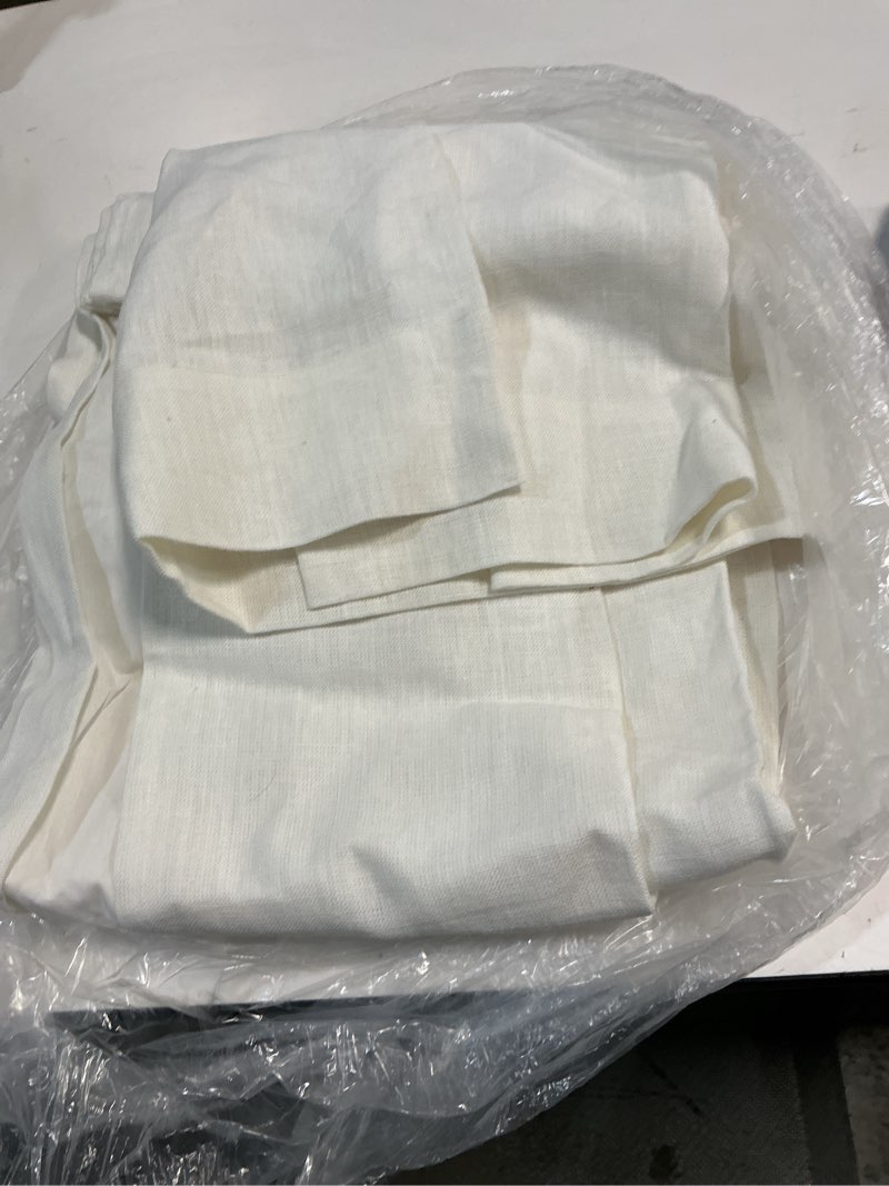 Condition photo showing Good Condition for quince heavyweight european linen curtain, 48x96, white single panel