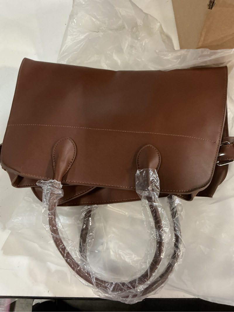 Condition photo showing Good Condition for Leather Tote Bags for Women Large Tote Bag Retro Top-handle Bag Trendy Work Bag PU Leather Purse 2025 15.3" x 8.6" x 10.2" Coffee