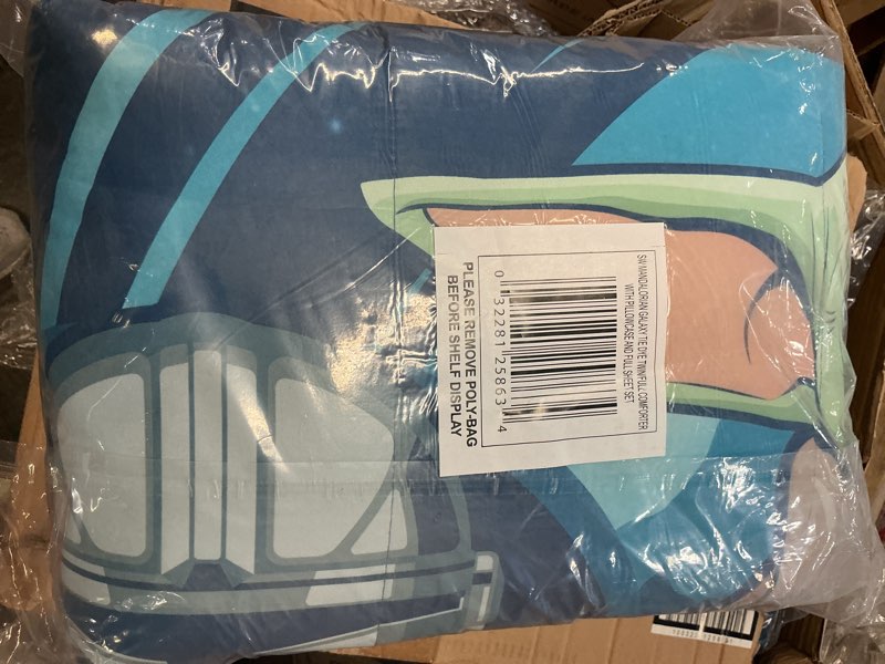 Condition photo showing New/Like New for the mandalorian baby yoda kids 2 piece blue reversible comforter and sham bedding set, twin/full
