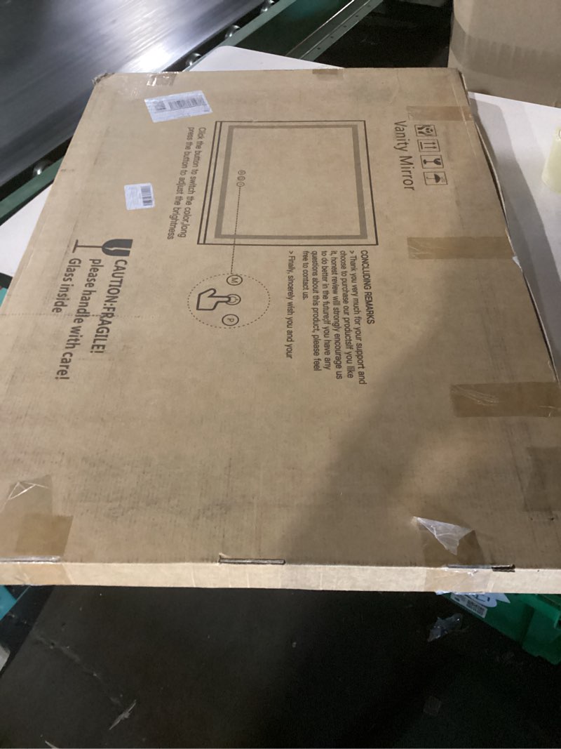 Condition photo showing New/Like New for fennio vanity mirror with lights 32"x22", lighted makeup mirror, large vanity mirror, touch sensor with 3-color lighting, usb charging port for vanity desk?square white? white 22.5"l x 31.5"w