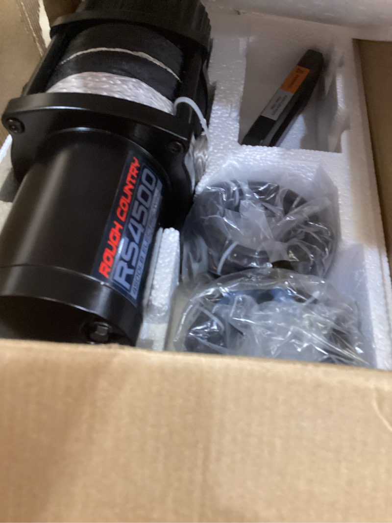 Condition photo showing Good Condition for rough country 4,500 lb utv/atv winch - proseries 1.4hp electric winch with 50 ft synthetic rope, remote, waterproof 12v off-road recovery system