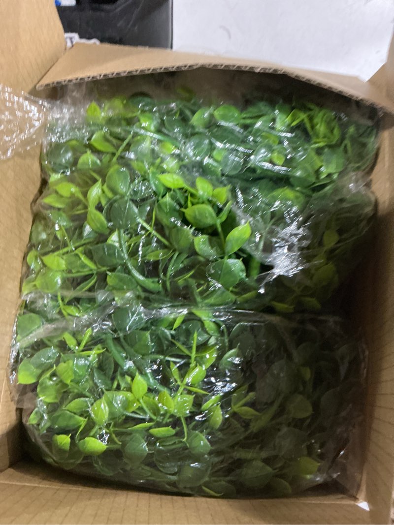 Condition photo showing As Is for artificial eucalyptus garland - fake greenery leaves vine garlands faux hanging plants for home mantle table wedding backdrop arch wall decoration, 3 packs