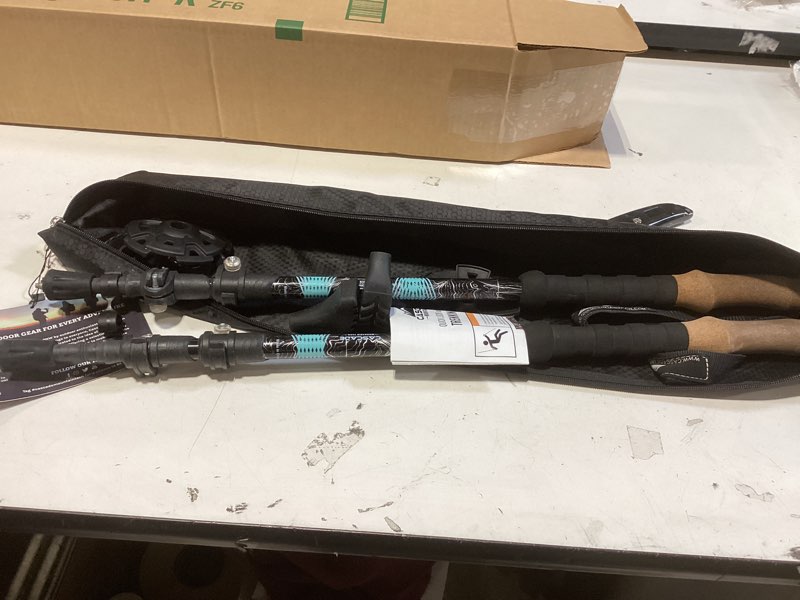 Condition photo showing Good Condition for cascade mountain tech lightweight aircraft-grade aluminum trekking poles with extended down grip plus tip kit light blue (cork grip) quick lock trekking poles