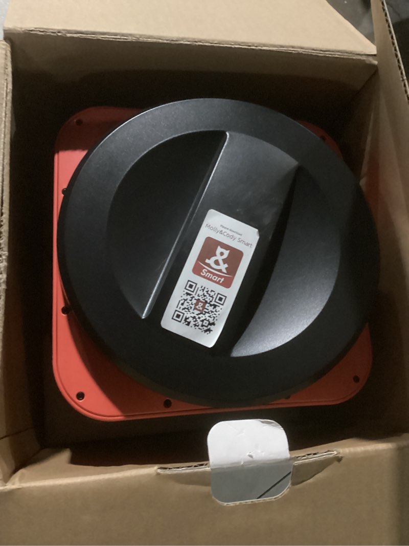 Condition photo showing As Is for automatic dog feeder for large dogs, 14l capacity, remote feeding, anti-blockage system, timed auto dog food dispenser, 2.4g wifi app control?dual power supply,stainless steel bowl red with wifi