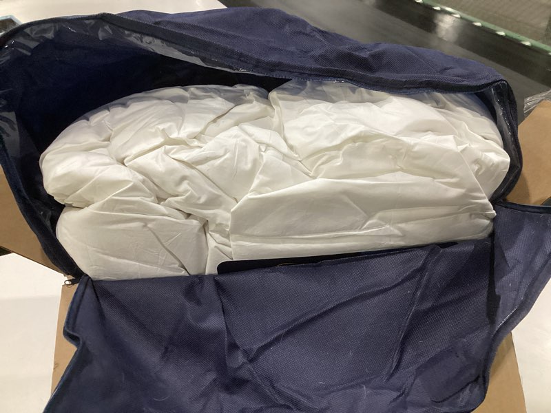 Condition photo showing As Is for serta goose feather down fiber cotton comforter twin size - 100% cotton duvet insert - hotel luxury hypoallergenic bedding comforter all season medium warmth 68 x 90 inch white
