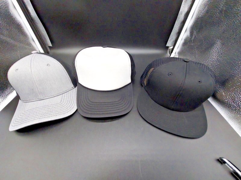 3 Black/ White/ Gray Trucker Snapback Caps Port Authority, Paramont,