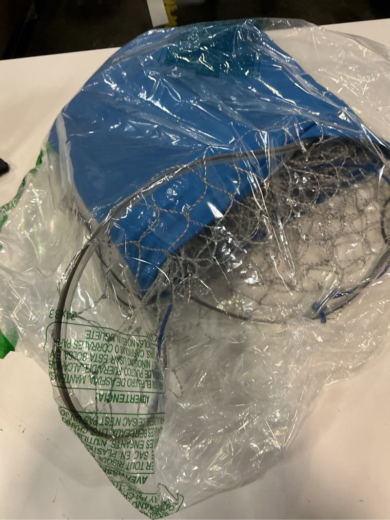 Condition photo showing As Is for qualyqualy large bridge and pier fishing net 32''/39'' hoop, foldable drop net pier fishing for saltwater with rope, landing net with nylon mesh, collapsible soft steel ring gray l: 39''×36''