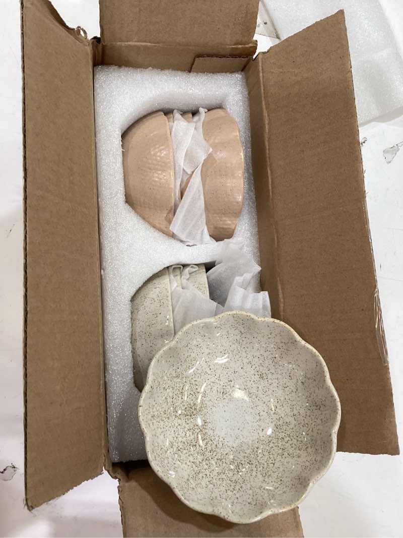 Condition photo showing Good Condition for dipping bowls set of 8, ceramic soy sauce dishes, 3 oz dipping sauce cups, chrysanthemum round small side dish dishes for dipping sushi tomato soy sauce dish condiment finger bowls petal 8pc 2-color set
