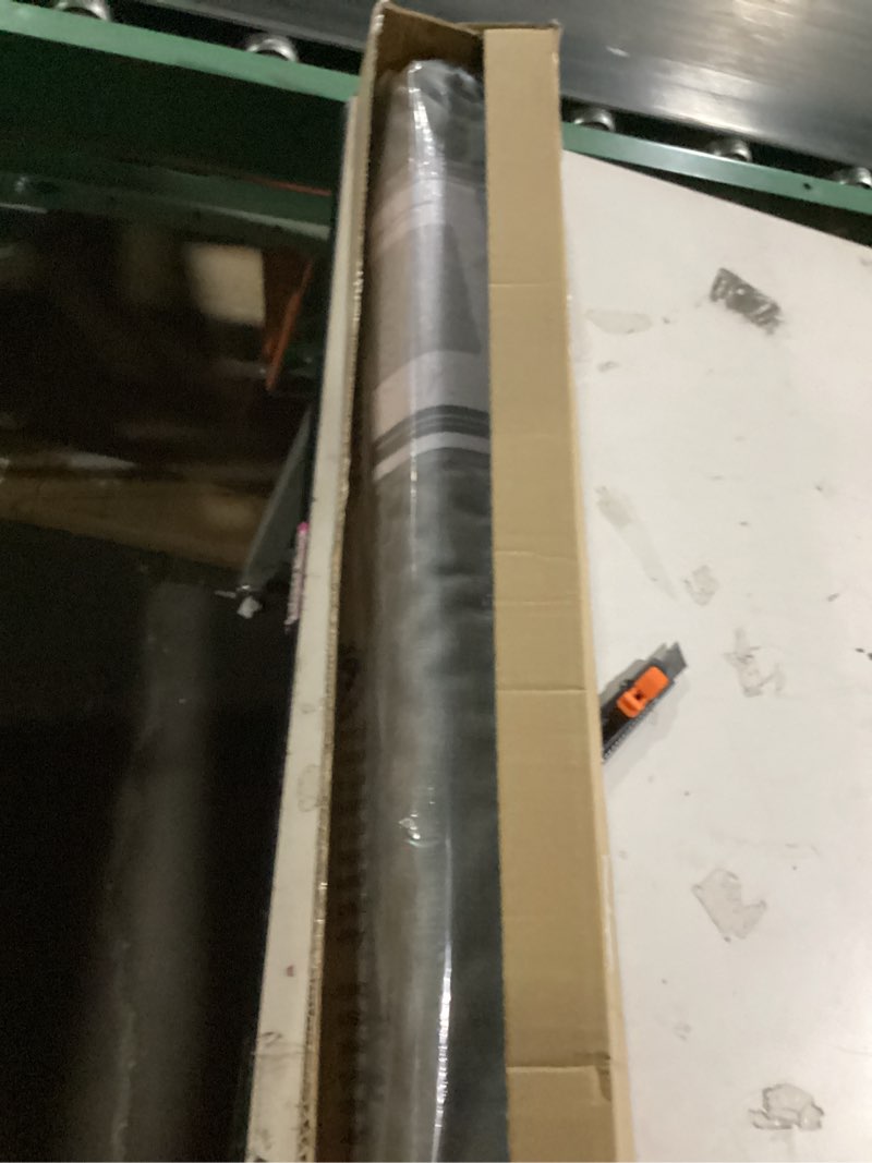 Condition photo showing As Is for lazblinds no drill roman shades for windows, cordless light filtering window shades with uv protection, polyester fabric for bedroom & living room, 32" w x 64" h, grey light filtering - grey 32"w x 64"h