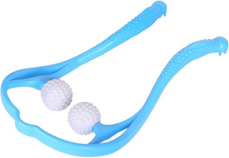 Pressure Point Therapy Neck Massage Tool Pressure Relief Shoulder Massage Hand Double Manual Roller Point Trigger Self Massage 2balls/Blue