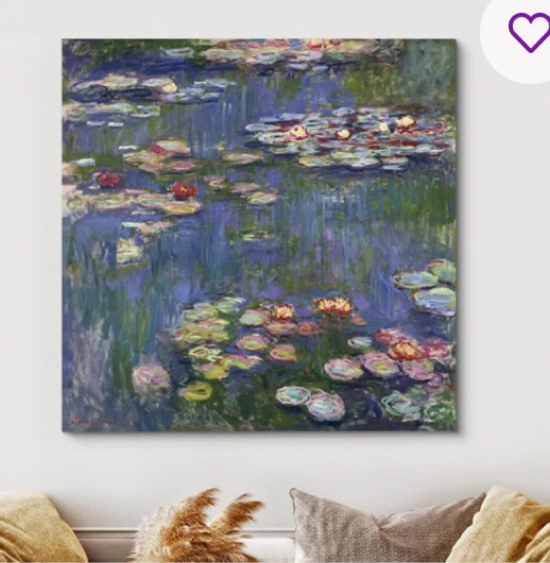 Famous Artwork " Water Lilies " by Claude Monet size : 14x 14
