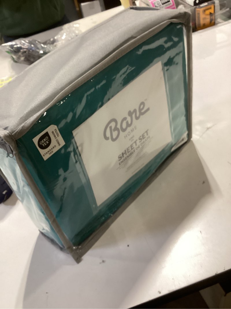 Condition photo showing New/Like New for bare home king sheet set - luxury 1800 ultra-soft microfiber king bed sheets - double brushed - deep pockets - easy fit - 4 piece set - bedding sheets & pillowcases (king, emerald) king 31 - emerald