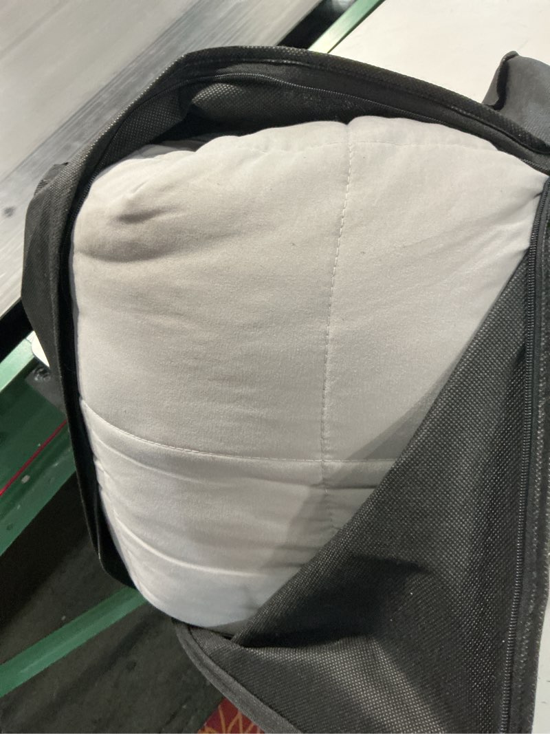 Condition photo showing As Is for King Size Weighted Blanket for Adults (20 lbs, 80” x 87”, Snowy Stripes) Heavy Blanket for Sleeping 