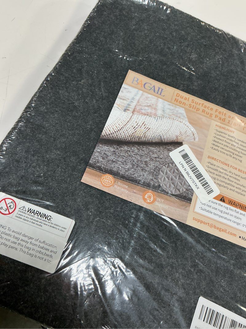 Condition photo showing Good Condition for bagail felt and natural rubber backing rug pads 1/8” thick, 2 x 6 ft non slip rug gripper keep rugs in place, under area rug protective cushioned pads, carpet runners, hardwood floors protection 6' x 2' (rectangular) 1/8" thick