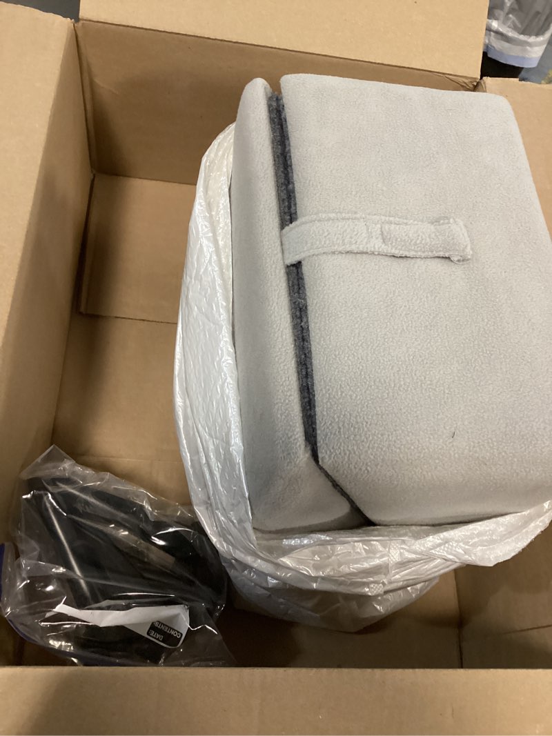 Condition photo showing As Is for Split Ottoman Dogs Ramp, Dog Ramp for Couch and Bed, Dog Stairs for Small Dogs and Cats, 2-in-1 Foldable Wooden Pet Stairs and Ottoman, Non-Slip Fabric Surface, Lightweight Ramp for Couch and Bed Gray