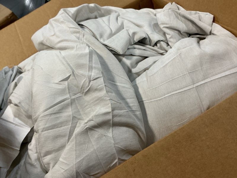 Condition photo showing As Is for cozylux queen comforter set - 3 pieces light grey soft luxury cationic dyeing queen comforter for all season, light gray breathable lightweight fluffy bedding sets with 1 comforter and 2 pillow shams light grey queen