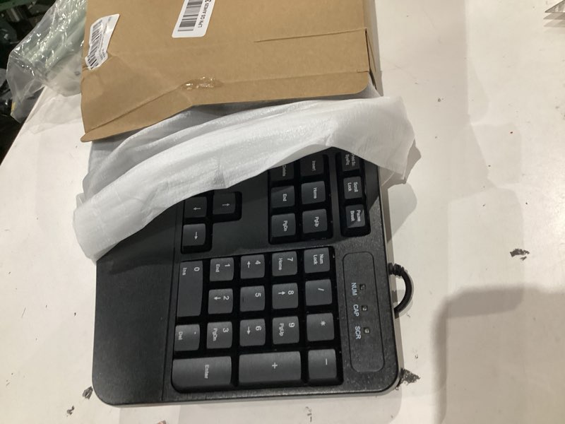 Condition photo showing As Is for reccazr ergonomic keyboard, wired computer usb keyboard with wrist rest, spill-resistant, wave keys for natural typing, compatible with windows/pc/laptop(black) deep black