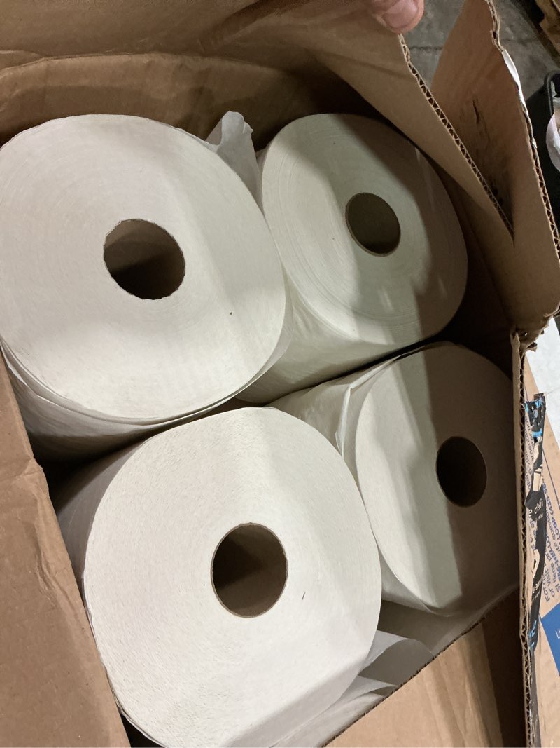 Condition photo showing New/Like New for georgia-pacific blue basic recycled paper towel rolls by pro white 26601 800 feet per roll 6 rolls per case 6 rolls- 800 feet/roll