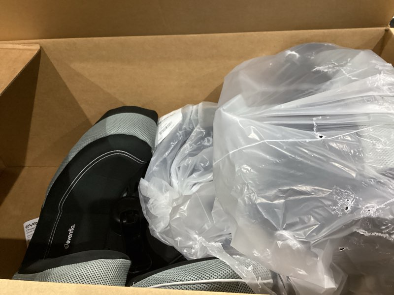 Condition photo showing As Is for evenflo chase lx harnessed booster car seat (jameson gray) new evenflo chase lx harnessed booster car seat
