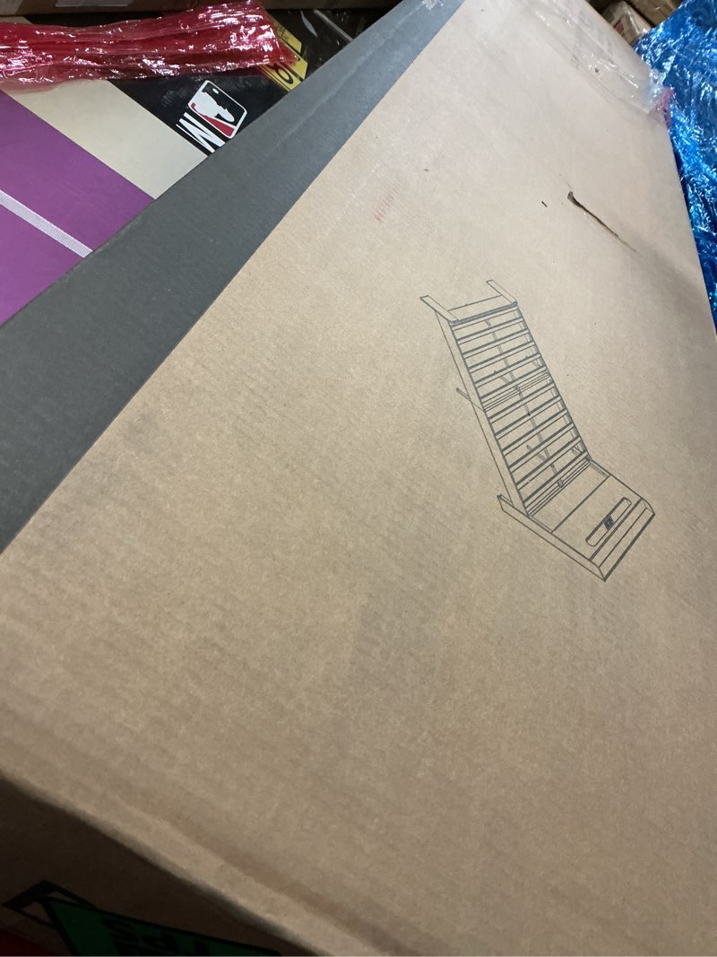 Condition photo showing New/Like New for King Size Wooden Bed Frame with Headboard, Wood Bed Frame with Charging Station, 2 USB Ports & 2 AC Outlets, Sturdy Wood Framework,Noiseless, Easy Assembly King (U.S. Standard) Rustic Brown with Shelf Headboard