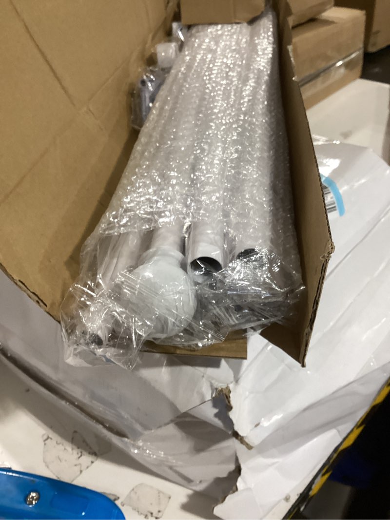 Condition photo showing Good Condition for white curtain rods for windows 66 to 120, adjustable long drape rod for outdoor patio, sliding glass door, heavy duty 5/8 diameter drapery rod set, 10 ft metal curtain pole, easy install - white 66 to 120 inch white