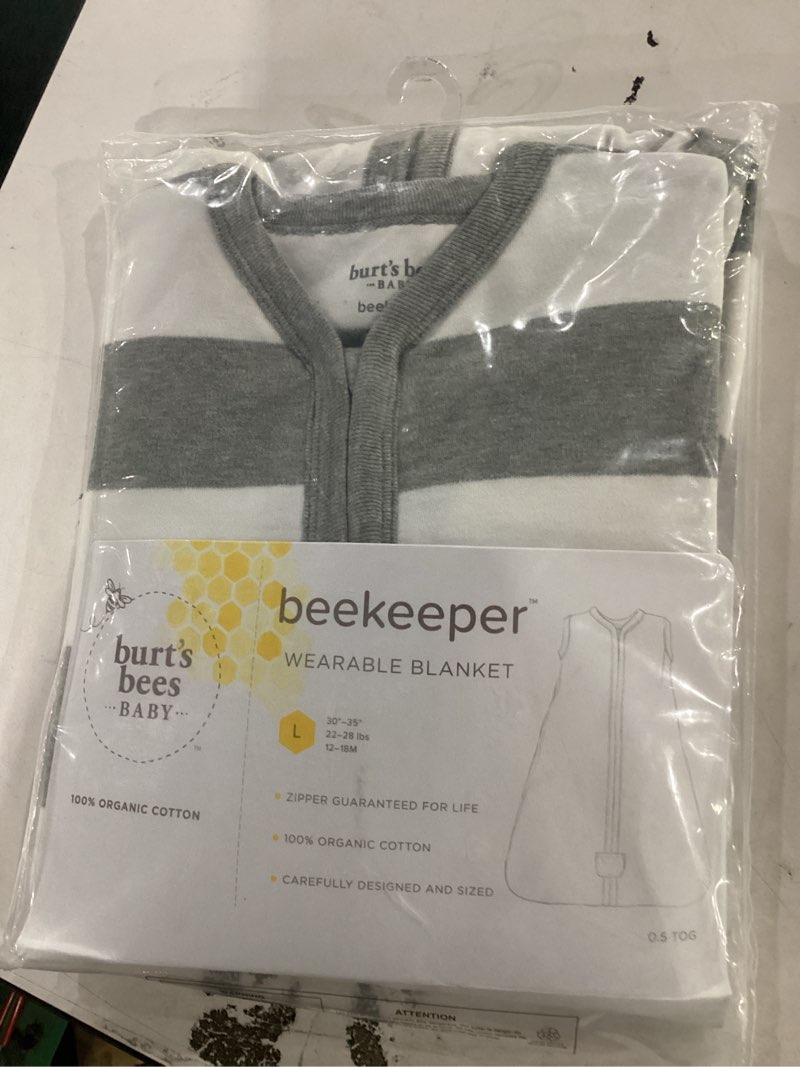 Condition photo showing Good Condition for burt's bees baby infant wearable blanket, organic cotton unisex beekeeper - light weight 0.5 tog or medium weight 1.5 tog lightweight (0.5 tog) rugby stripe heather grey large