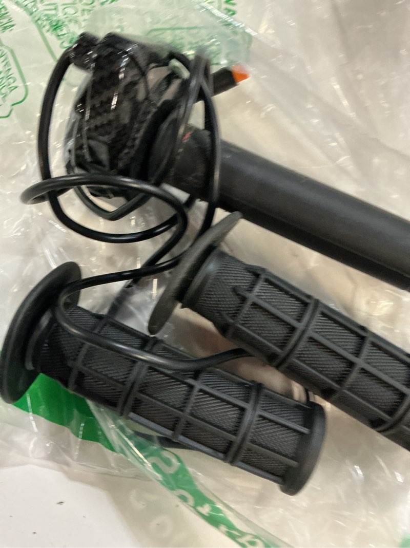 Condition photo showing As Is for ebike full twist throttle for macfox, 3 pin surron style throttle grip kit 12v-72v compatible with happyrun freego heybike electric dirt bike carbon fiber pattern