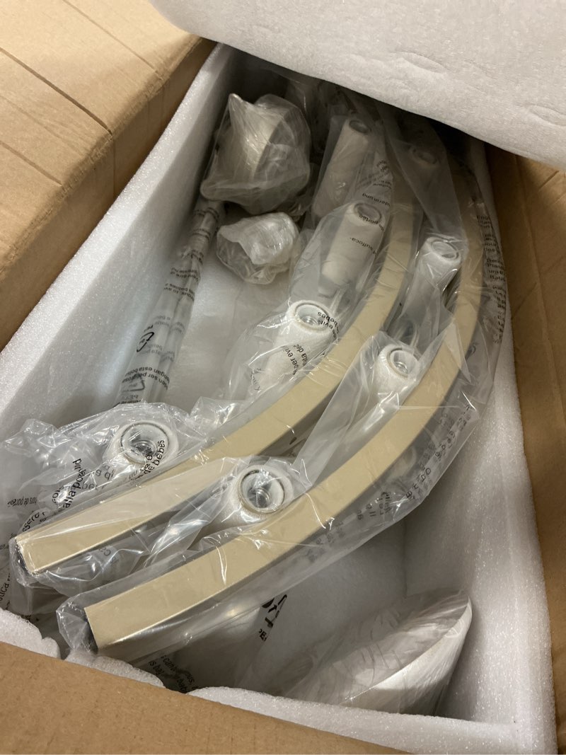 Condition photo showing Good Condition for gold wagon wheel chandelier 40”, 20-light farmhouse wagon wheel chandelier for dining room, modern round iron candle chandeliers light fixture for living room, foyer, entryway, e12 40'' gold 20-light