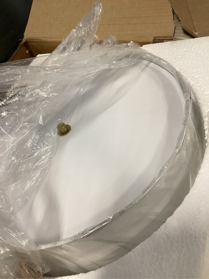 Condition photo showing Good Condition for GLOBE Electric 2-Light Flush Mount Ceiling Light, Matte Brass Finish, White Linen Shade, E26 Base, Dimmable, Minimalist Home Lighting, 60998 Matte Brass, Linen Shade