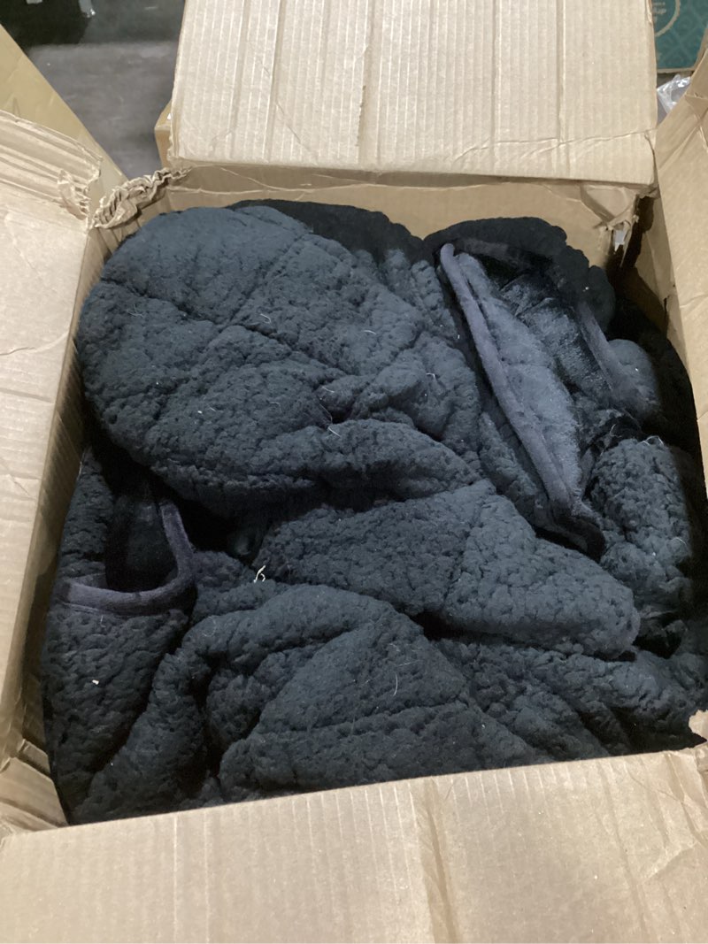 Condition photo showing Good Condition for Sherpa Fleece Adult Weighted Blanket, 15 Pounds Dual Sided Soft Plush Blanket for Couch Bed Sofa, Heavy Thick Blankets with Glass Beads Great for Sleep, 48 x 72 inches, Black on Both Sides Black 48" x 72" 15lbs