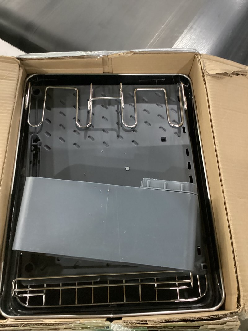 Condition photo showing Good Condition for songmics large dish drying rack, expandable dish dryer for kitchen counter, stainless steel dish rack with rotatable spout, utensil, cup, glass, cutting board, pan holders, silver and gray ukcs037g01 silver + gray