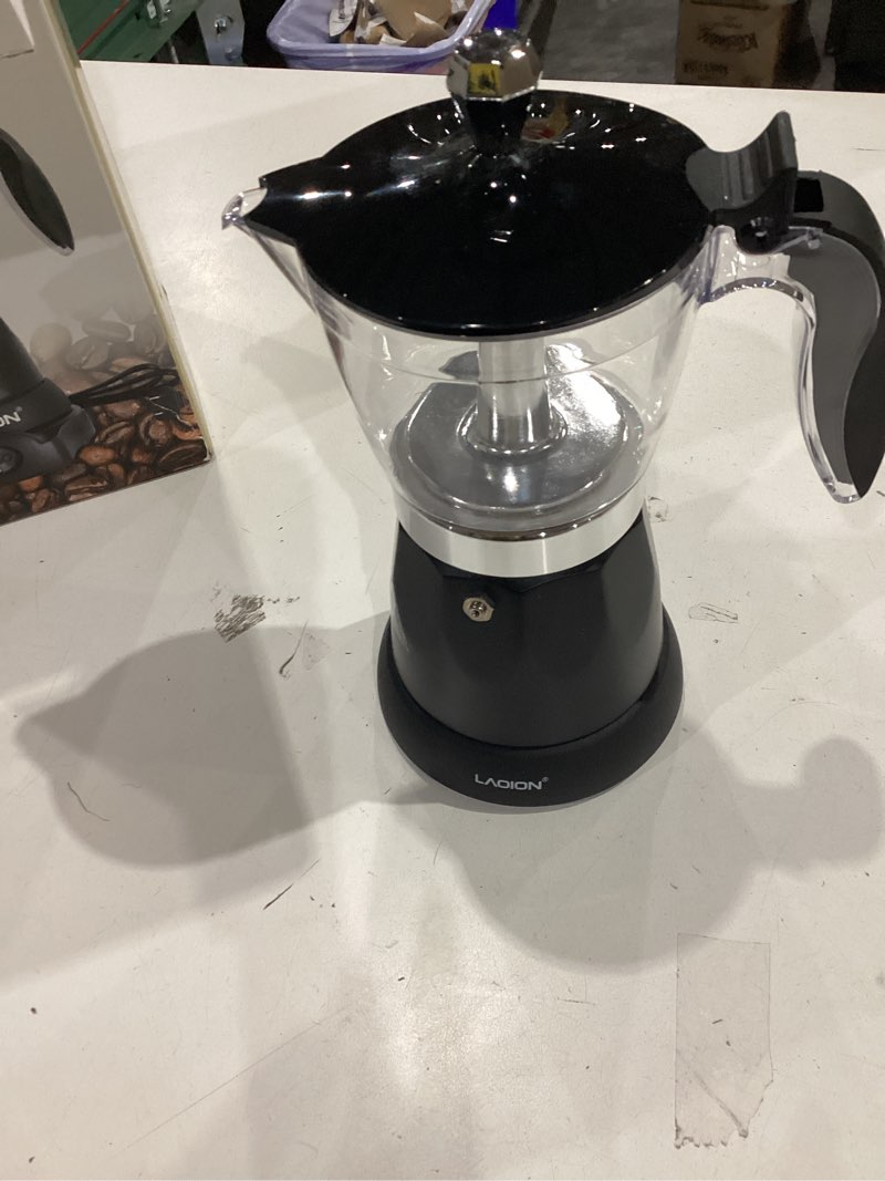 Condition photo showing Good Condition for cuban coffee maker, 6 or 3cup electric espresso coffee maker, portable cafeteras electricas modernas, electric moka pot with detachable base & overheat protection, coffee gift for home travel black