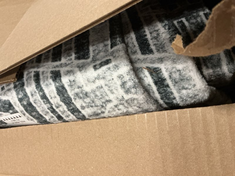 Condition photo showing Good Condition for Vintage 9' x 12' Washable Area Rug - Stylish Indoor Rug for Living, Dining or Bedroom - Lightweight Carpet with Non-Slip Backing - Foldable for Easy Placement and Maintenance - Grey 9' x 12' (Rectangular) Vintage-grey