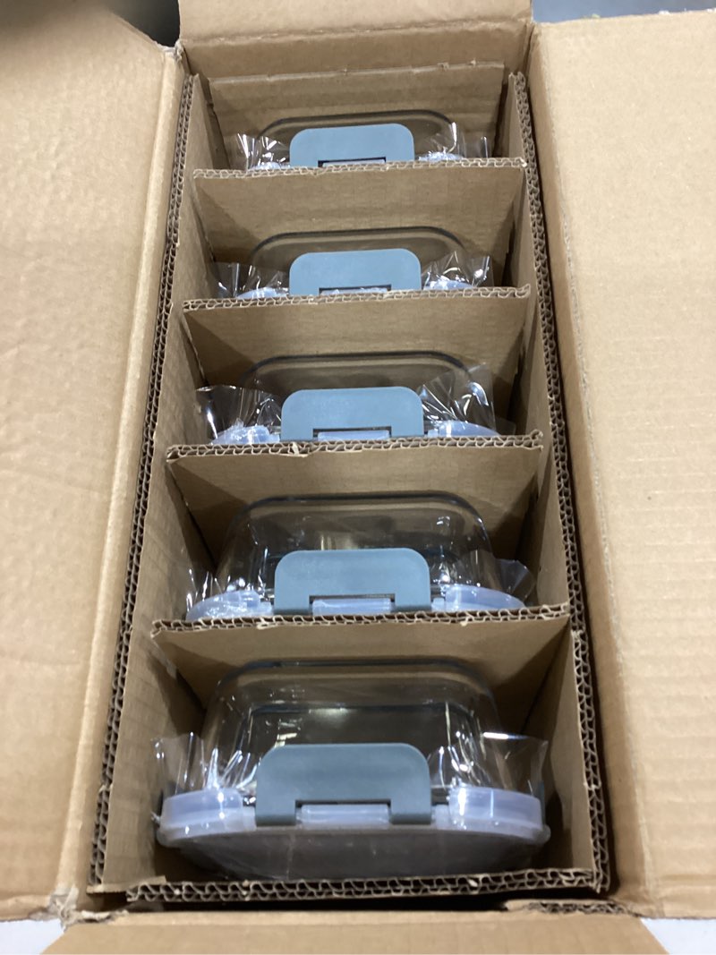 Condition photo showing Good Condition for komuee 30 oz 5 pack glass meal prep containers 2 compartments, glass food storage containers with lids, airtight lunch box, microwave, oven and freezer safe 30oz gray