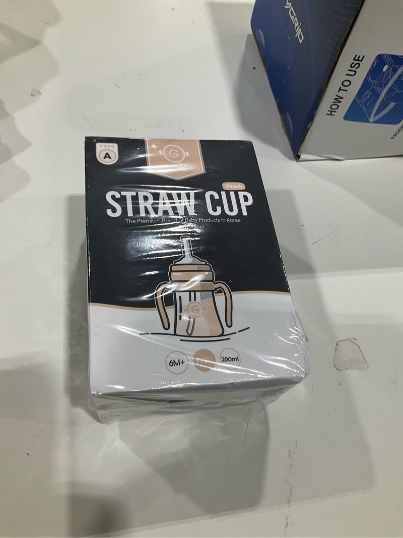 Condition photo showing New/Like New for grosmimi spill proof no spill magic sippy cup with straw with handle for baby and toddlers, customizable, ppsu, bpa free 6 oz (peach)