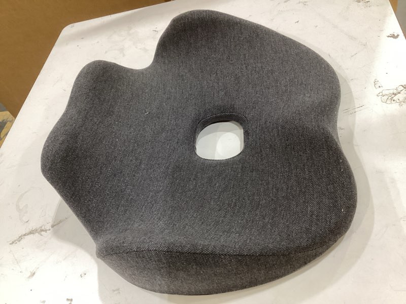 Condition photo showing As Is for office chair cushion for butt coccyx pillow tailbone lumbar support design sciatica back pain non-slip bottom yoga sofa bed gaming travel black grey, 18.11(l)x15.75(w)x5.31(h) inches