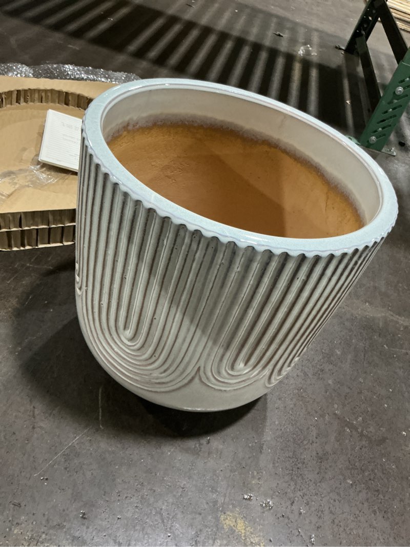 Condition photo showing Good Condition for beautiful by drew barrymore 16” artesian water pill debossed ceramic planter