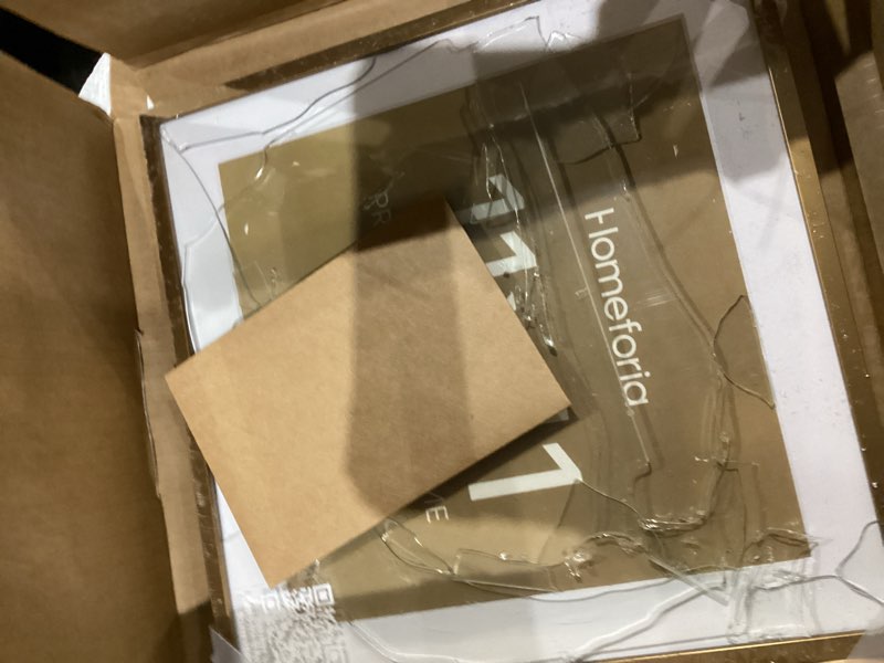 Condition photo showing As Is for Homeforia 11x11 Picture Frame Brass, High End Metal 11 by 11 Square Bronze Frames with Mat 9 x 9 Photo, 11by11 Poster Frame Matted to 9x9 Print, Wall Hanging Frames, Tempered Glass, Wall Kit, Set of 1