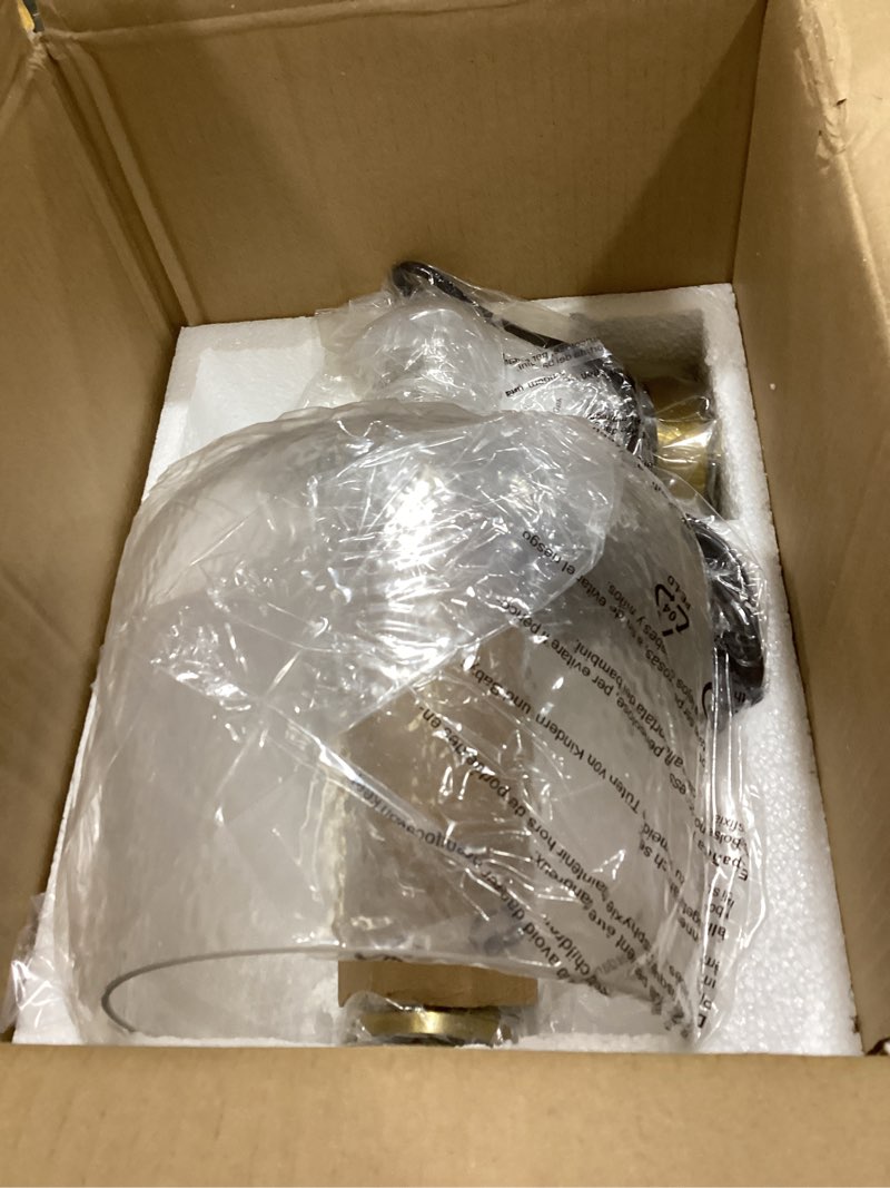 Condition photo showing As Is for glass pendant light modern brass 1 light single dome pendant lighting fixtures for kitchen island dining room hallway, dia 9 inch, e26, ul listed brass-hammered