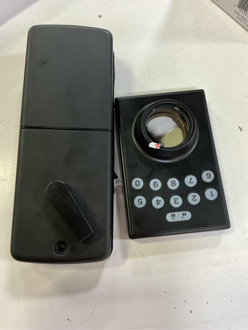 Condition photo showing As Is for reliabilt electronic keypad deadbolt door lock 5059217 matte black