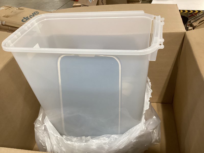 Condition photo showing As Is for iris usa dog food storage container 38 lb, airtight large pet food storage bin with wheels, for dog cat bird chicken food, holds up to 38 lbs, keep fresh, bpa free, made in usa, navy 38 lbs navy
