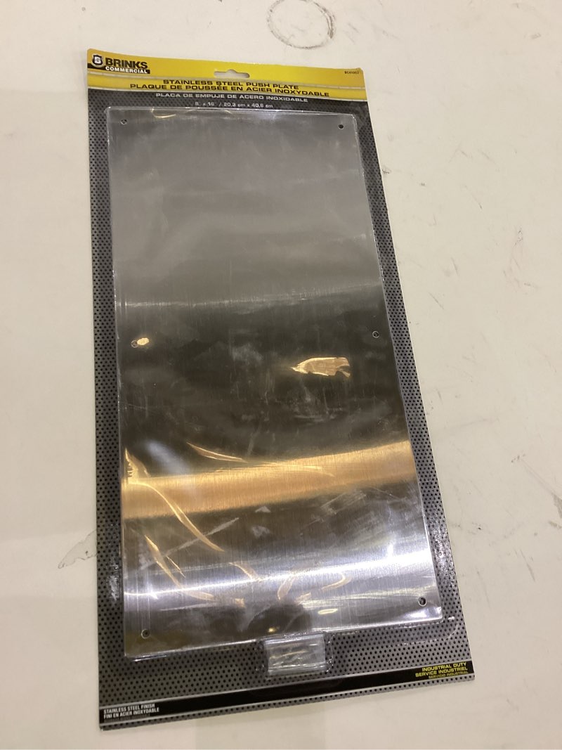 Condition photo showing New/Like New for BRINKS Commercial - Commercial 16" Push Door Plate, Stainless Steel Finish - Rust and Corrosion Resistant Door Plate