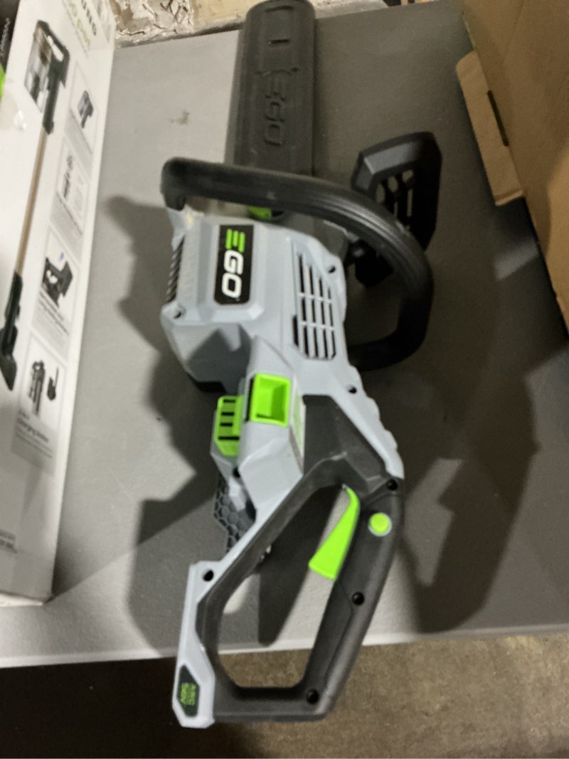 Condition photo showing As Is for ego power+ cs1611 16 in. 56 v battery chainsaw kit (battery & charger)