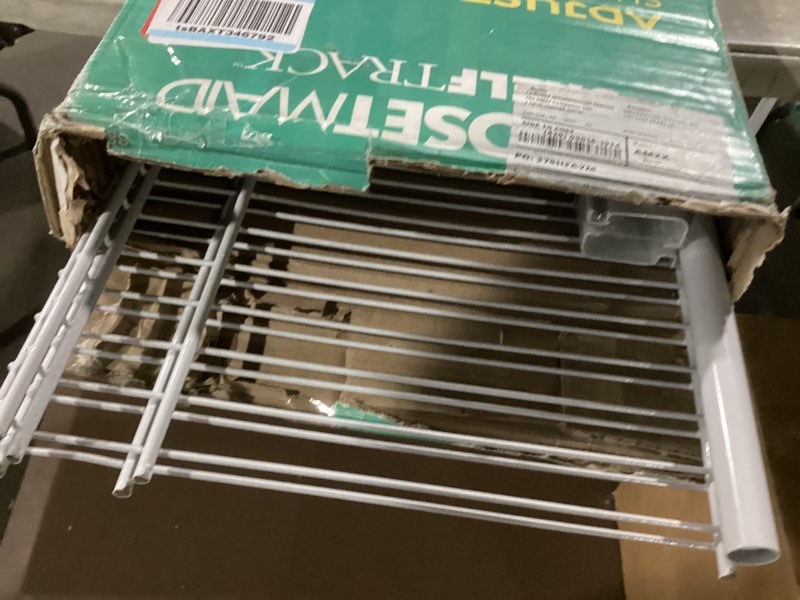 Condition photo showing Good Condition for ClosetMaid ShelfTrack Wire Closet Organizer System, Adjustable from 4 to 6 Ft., with Shelves, Clothes Rods, Hardware, Durable Steel, White White 4 ft to 6 ft Organizer