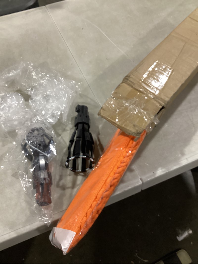 Condition photo showing As Is for pmmj light bulb changer for high ceilings with 26ft reach, telescopic extension pole for high ceilings and recessed lights (5-20ft) with baskets, suction cup and duster